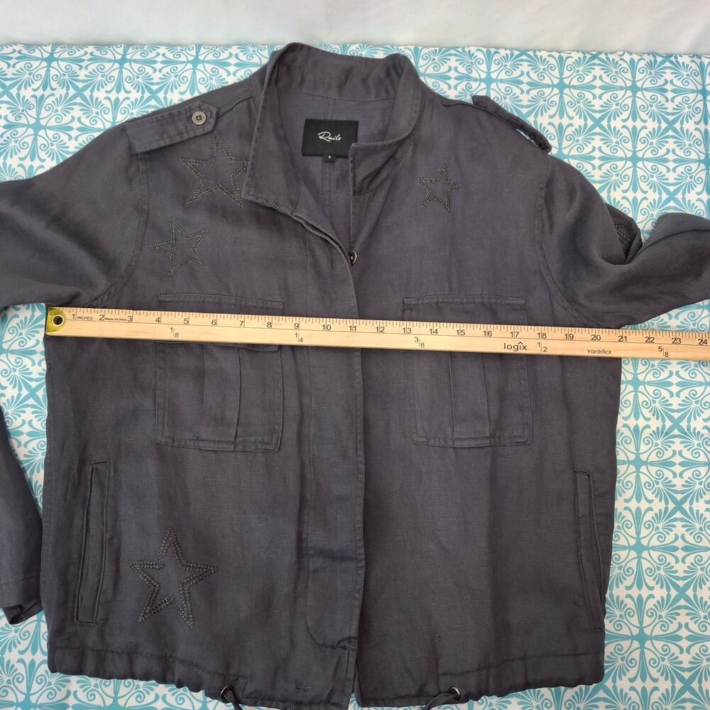 Rails Rowen Utility Jacket Star Embroidered Lyocell Linen Small S Grey Gray - Picture 13 of 14